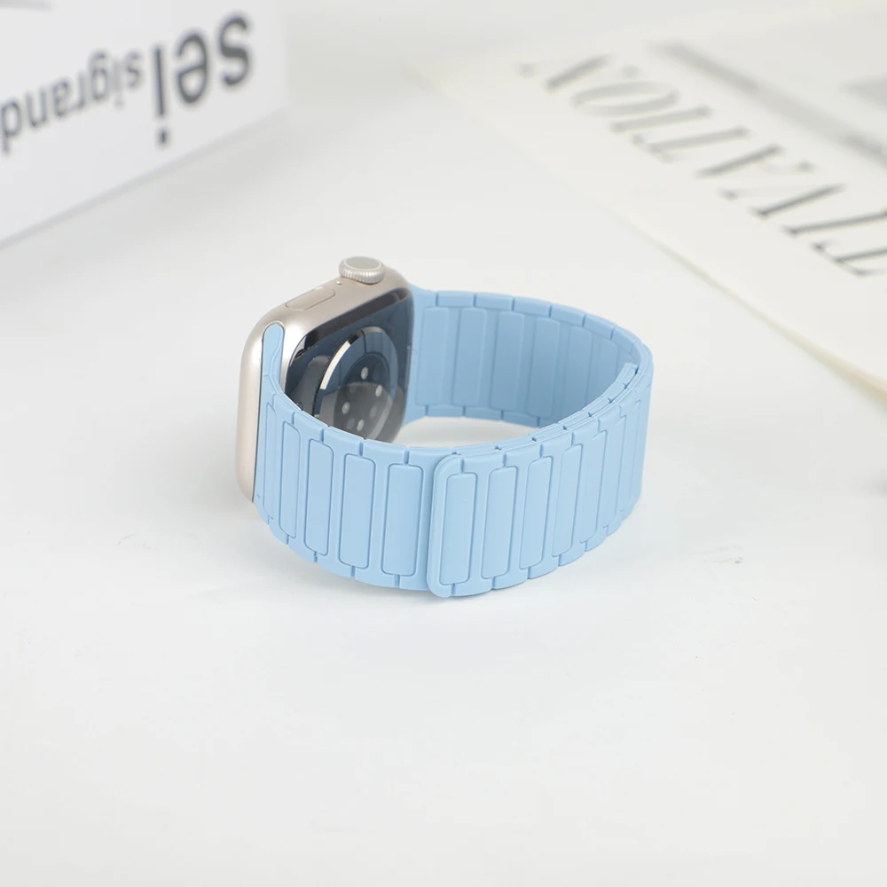 Magnetic Loop Strap for Apple Watch Bands 46mm 44mm 40mm 45mm 41mm 42mm Silicone Bracelet iWatch Series 12 11 10 9 SE Ultra 4 3