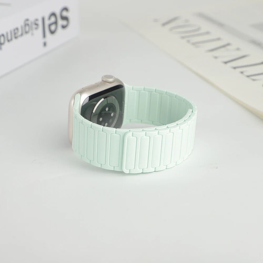 Magnetic Loop Strap for Apple Watch Bands 46mm 44mm 40mm 45mm 41mm 42mm Silicone Bracelet iWatch Series 12 11 10 9 SE Ultra 4 3
