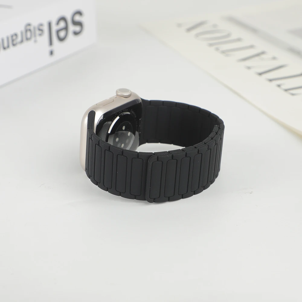 Magnetic Loop Strap for Apple Watch Bands 46mm 44mm 40mm 45mm 41mm 42mm Silicone Bracelet iWatch Series 12 11 10 9 SE Ultra 4 3