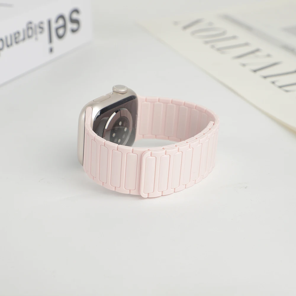 Magnetic Loop Strap for Apple Watch Bands 46mm 44mm 40mm 45mm 41mm 42mm Silicone Bracelet iWatch Series 12 11 10 9 SE Ultra 4 3