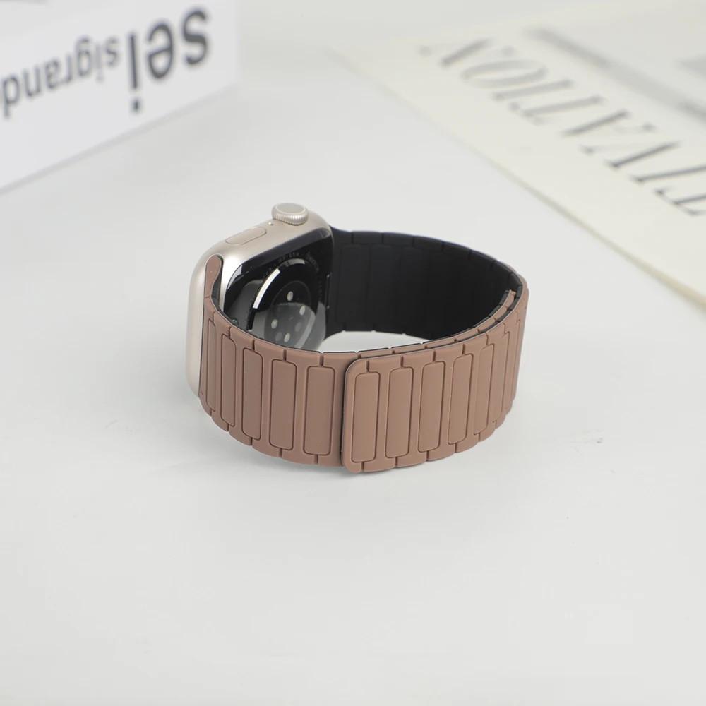Magnetic Loop Strap for Apple Watch Bands 46mm 44mm 40mm 45mm 41mm 42mm Silicone Bracelet iWatch Series 12 11 10 9 SE Ultra 4 3