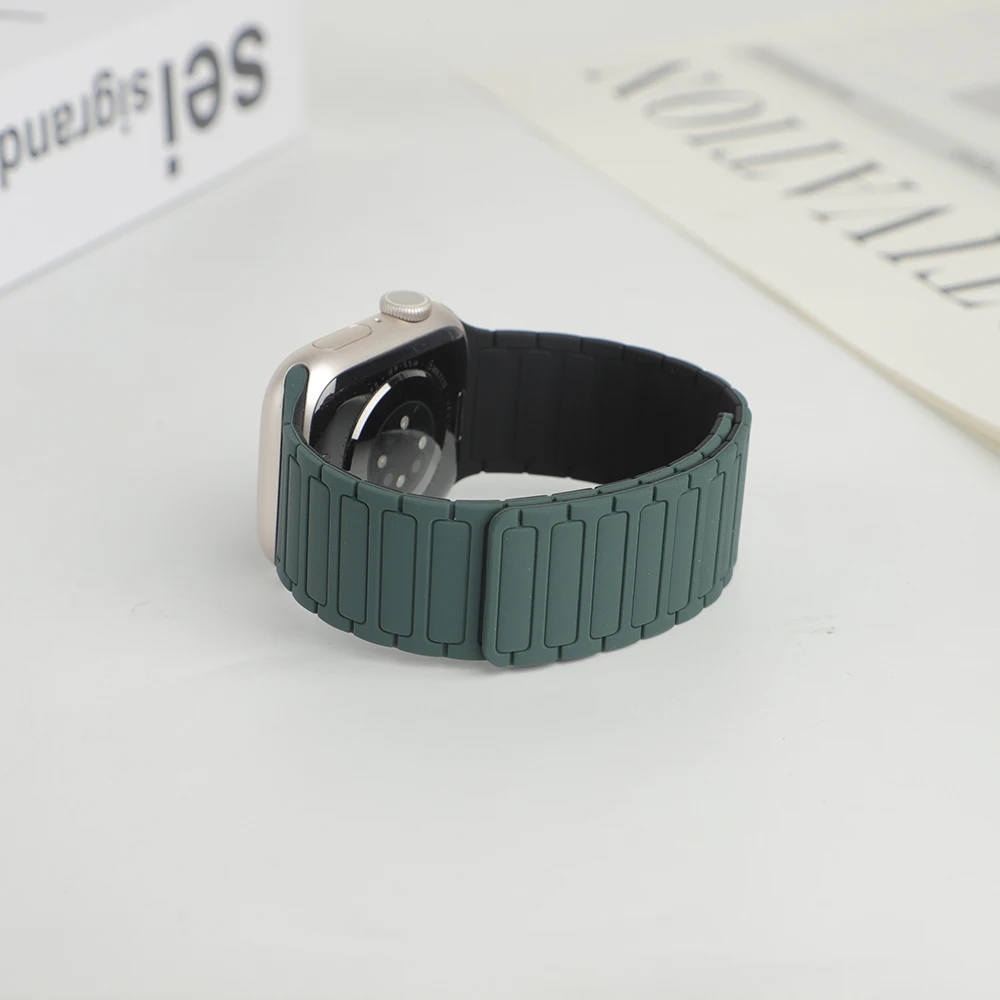 Magnetic Loop Strap for Apple Watch Bands 46mm 44mm 40mm 45mm 41mm 42mm Silicone Bracelet iWatch Series 12 11 10 9 SE Ultra 4 3