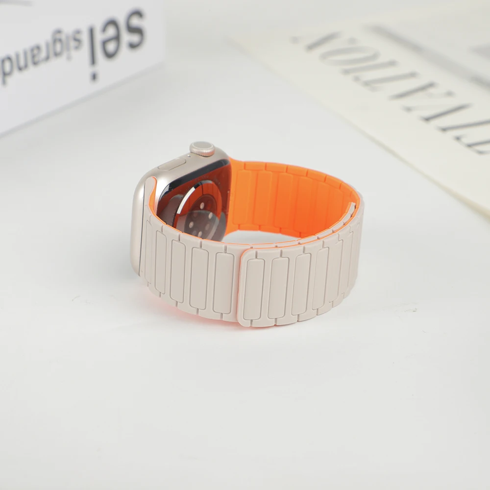 Magnetic Loop Strap for Apple Watch Bands 46mm 44mm 40mm 45mm 41mm 42mm Silicone Bracelet iWatch Series 12 11 10 9 SE Ultra 4 3