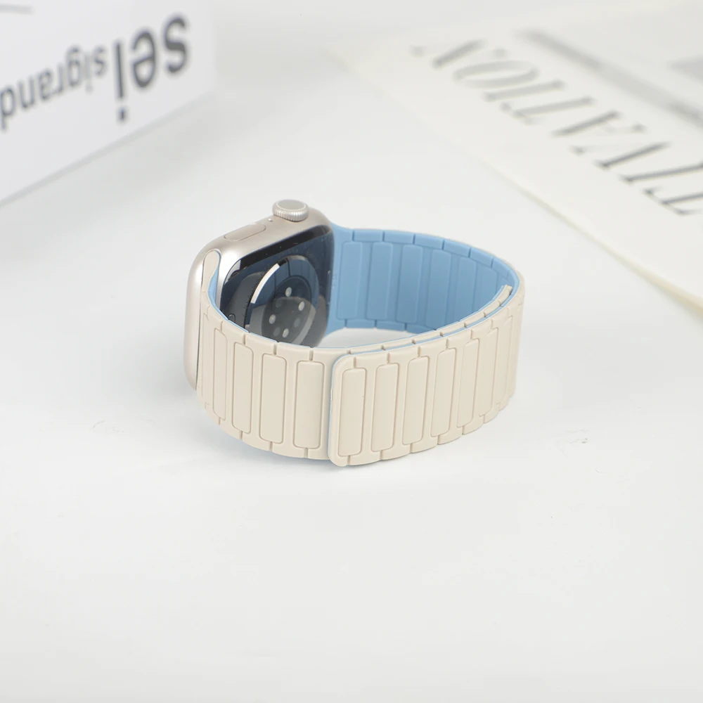 Magnetic Loop Strap for Apple Watch Bands 46mm 44mm 40mm 45mm 41mm 42mm Silicone Bracelet iWatch Series 12 11 10 9 SE Ultra 4 3