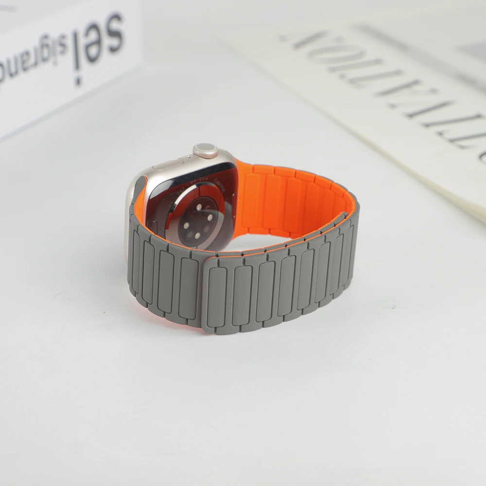 Magnetic Loop Strap for Apple Watch Bands 46mm 44mm 40mm 45mm 41mm 42mm Silicone Bracelet iWatch Series 12 11 10 9 SE Ultra 4 3