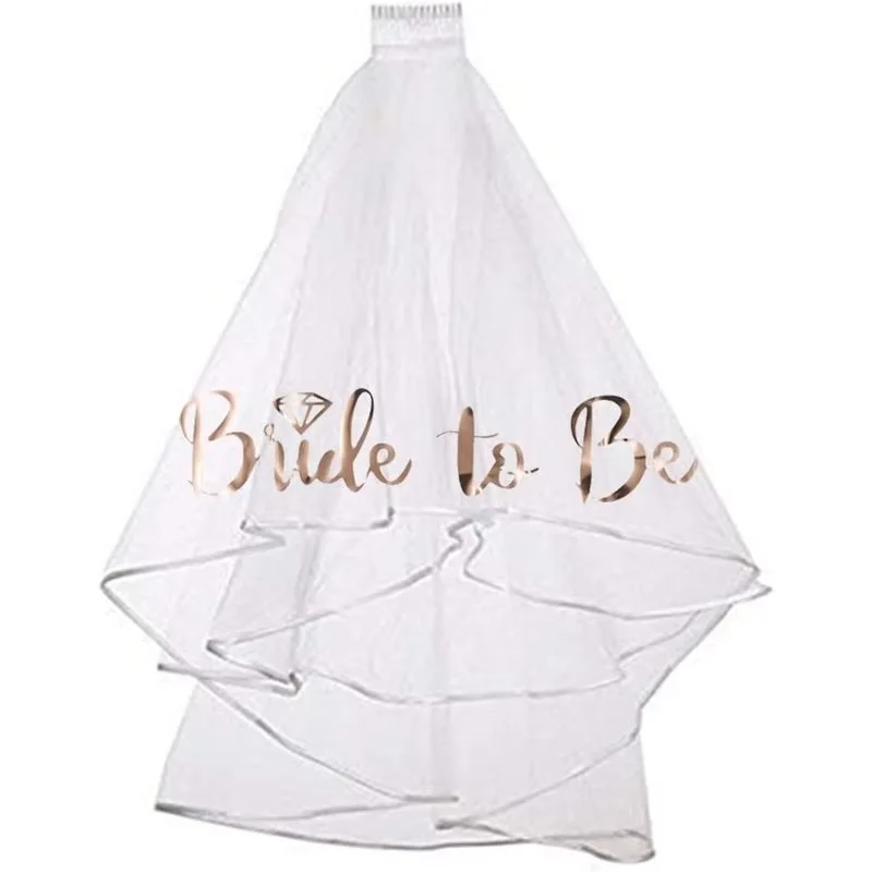PESENAR Rose Gold Print Bride to Be Veil for Bachelorette Party Supplies Bridal Shower Wedding Decorations