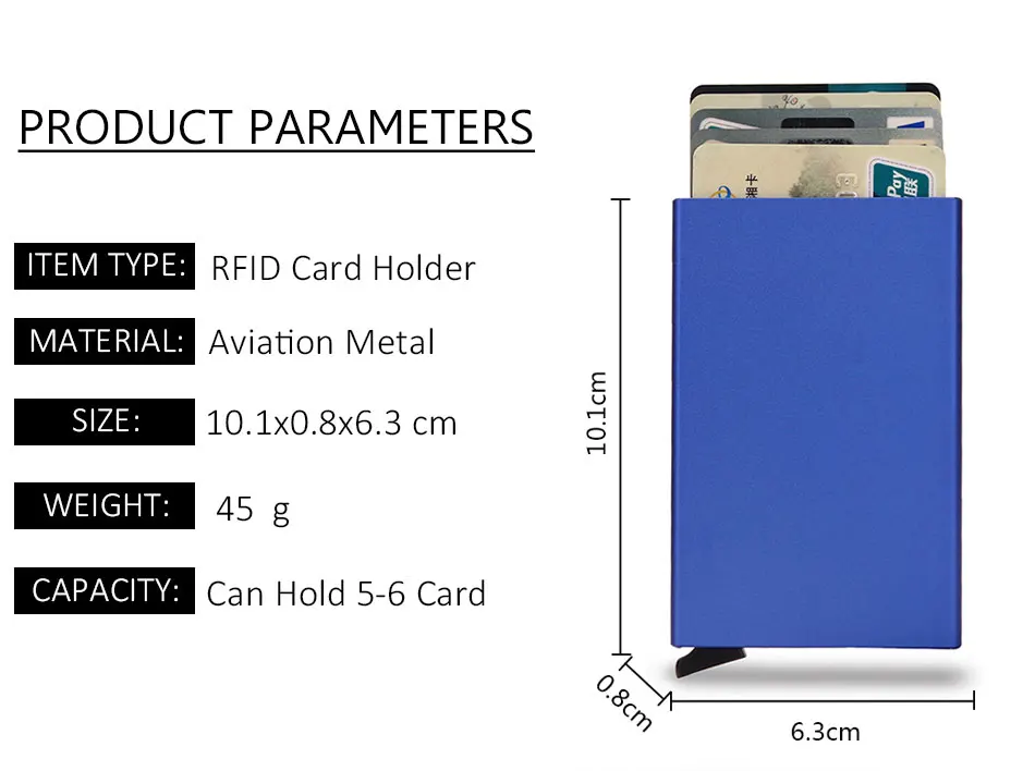 Rfid Smart Wallet Credit Card Holder Metal Thin Slim Men Women Wallet Pop Up Minimalist Small Cardholder Vallet Wallets for Men