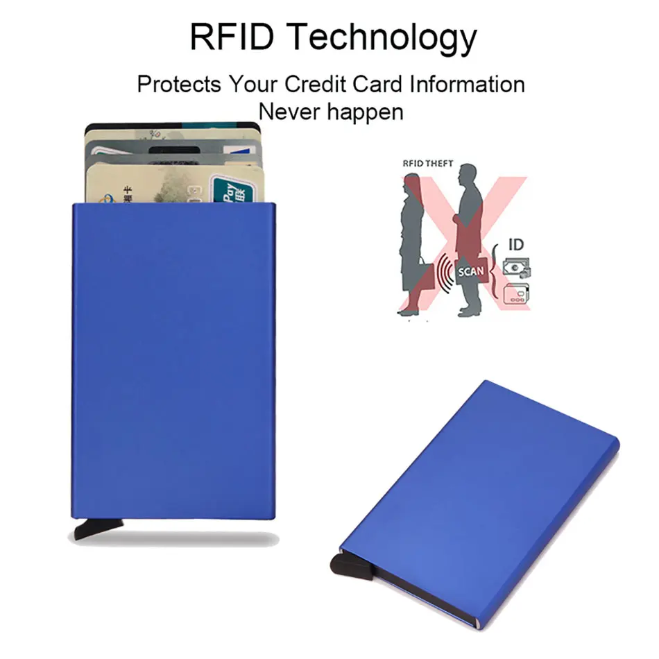Rfid Smart Wallet Credit Card Holder Metal Thin Slim Men Women Wallet Pop Up Minimalist Small Cardholder Vallet Wallets for Men