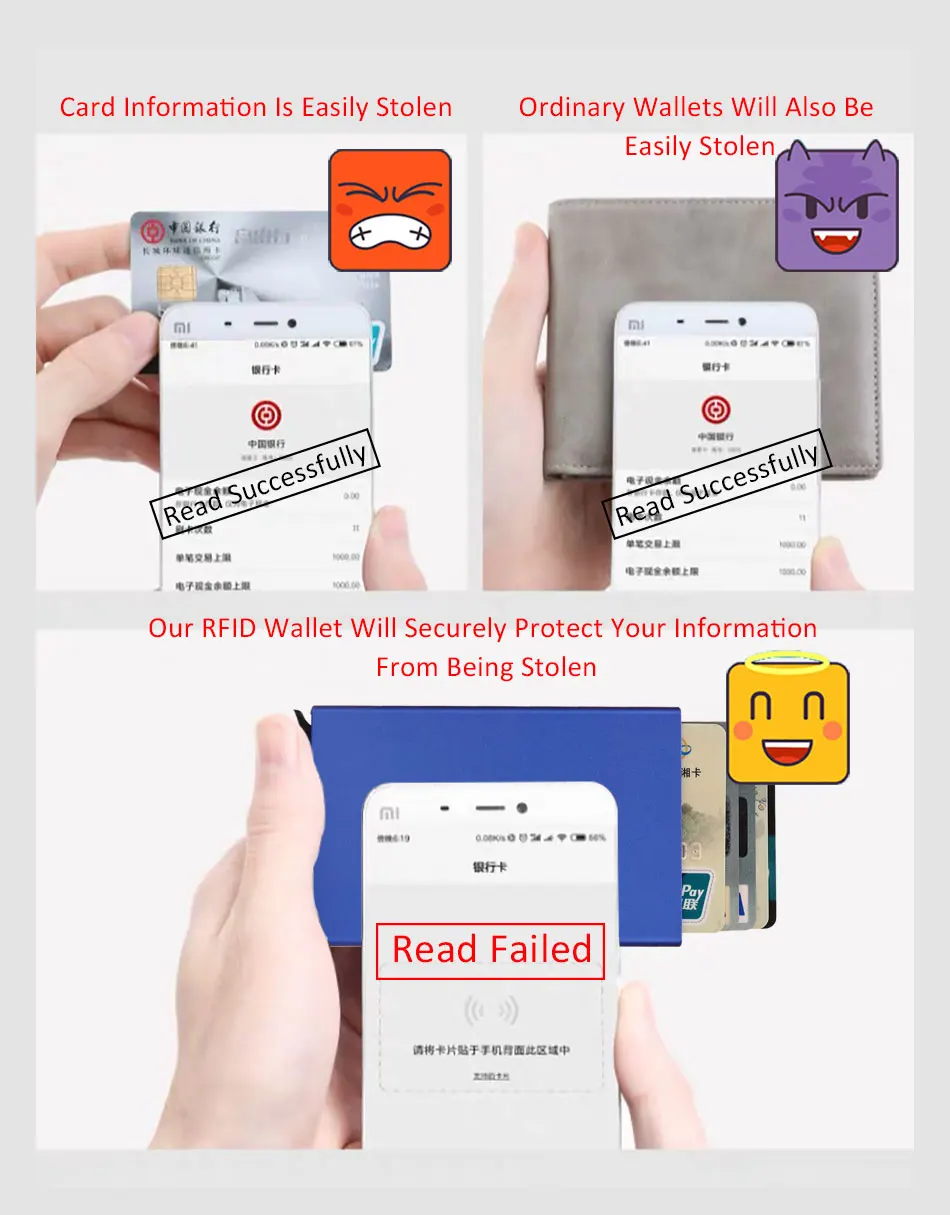 Rfid Smart Wallet Credit Card Holder Metal Thin Slim Men Women Wallet Pop Up Minimalist Small Cardholder Vallet Wallets for Men