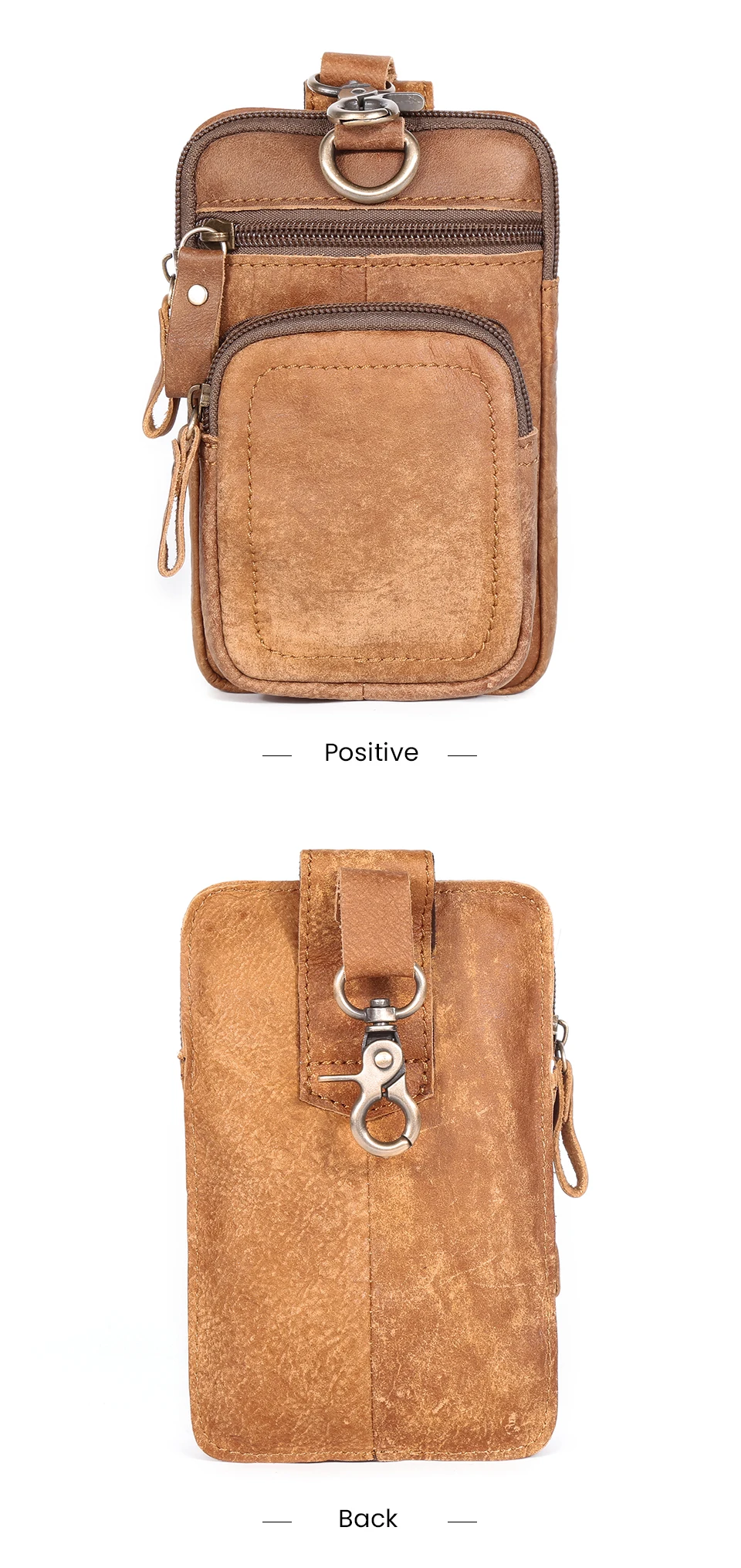 JOYIR Men's Leather Waist Bag Vintage Cowhide Leather Man Belt Pouch Casual Male Fanny Pack Waist Pack Phone Pouch New