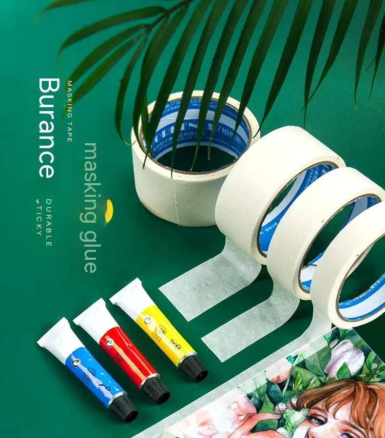 13M White Masking Tape 10mm-50mm Single Side Tape Oil Painting Art Painting Tape Watercolor Painting Tool Car Paintin
