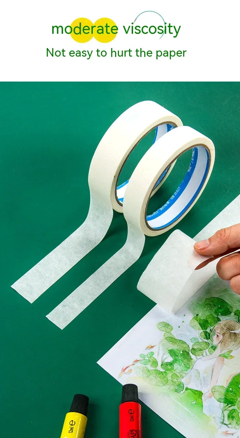 13M White Masking Tape 10mm-50mm Single Side Tape Oil Painting Art Painting Tape Watercolor Painting Tool Car Paintin
