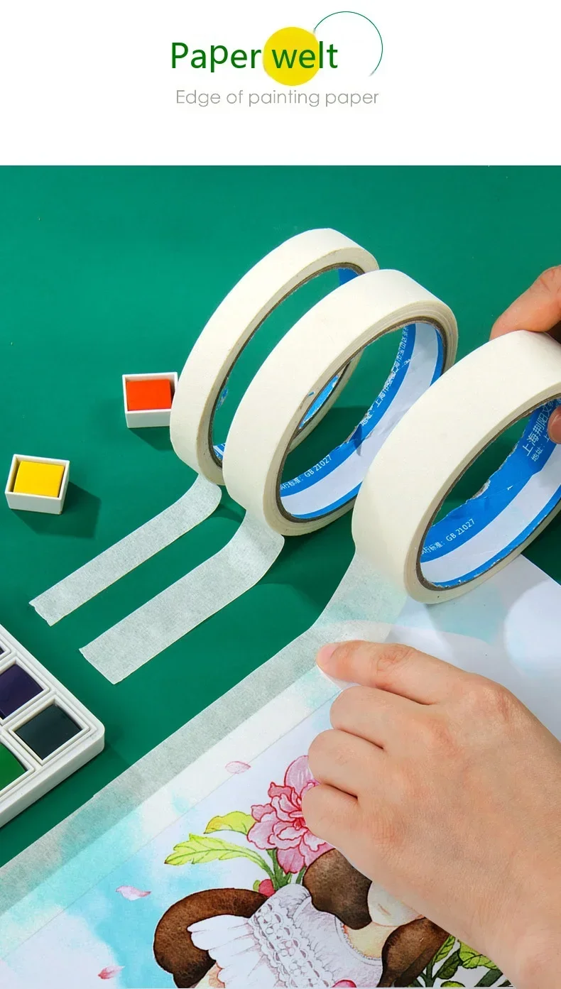 13M White Masking Tape 10mm-50mm Single Side Tape Oil Painting Art Painting Tape Watercolor Painting Tool Car Paintin
