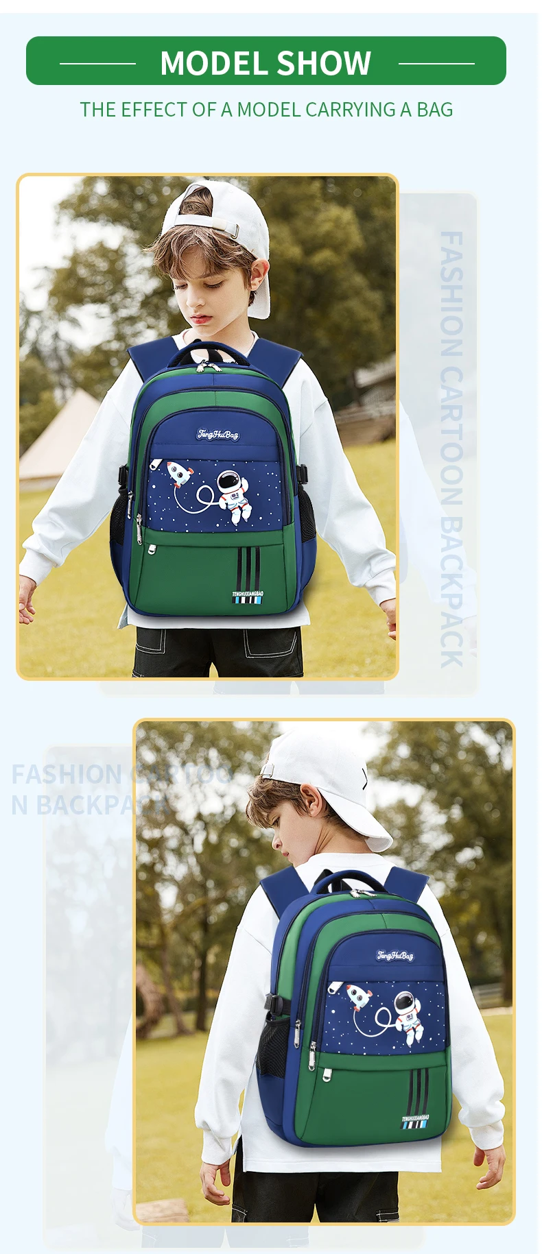 Elementary School Students Schoolbag Boys 1,2,3,4,5,6 Grades 6-12 Years Old Astronaut Shoulder Baglaptop Backpack Waterproof WEA