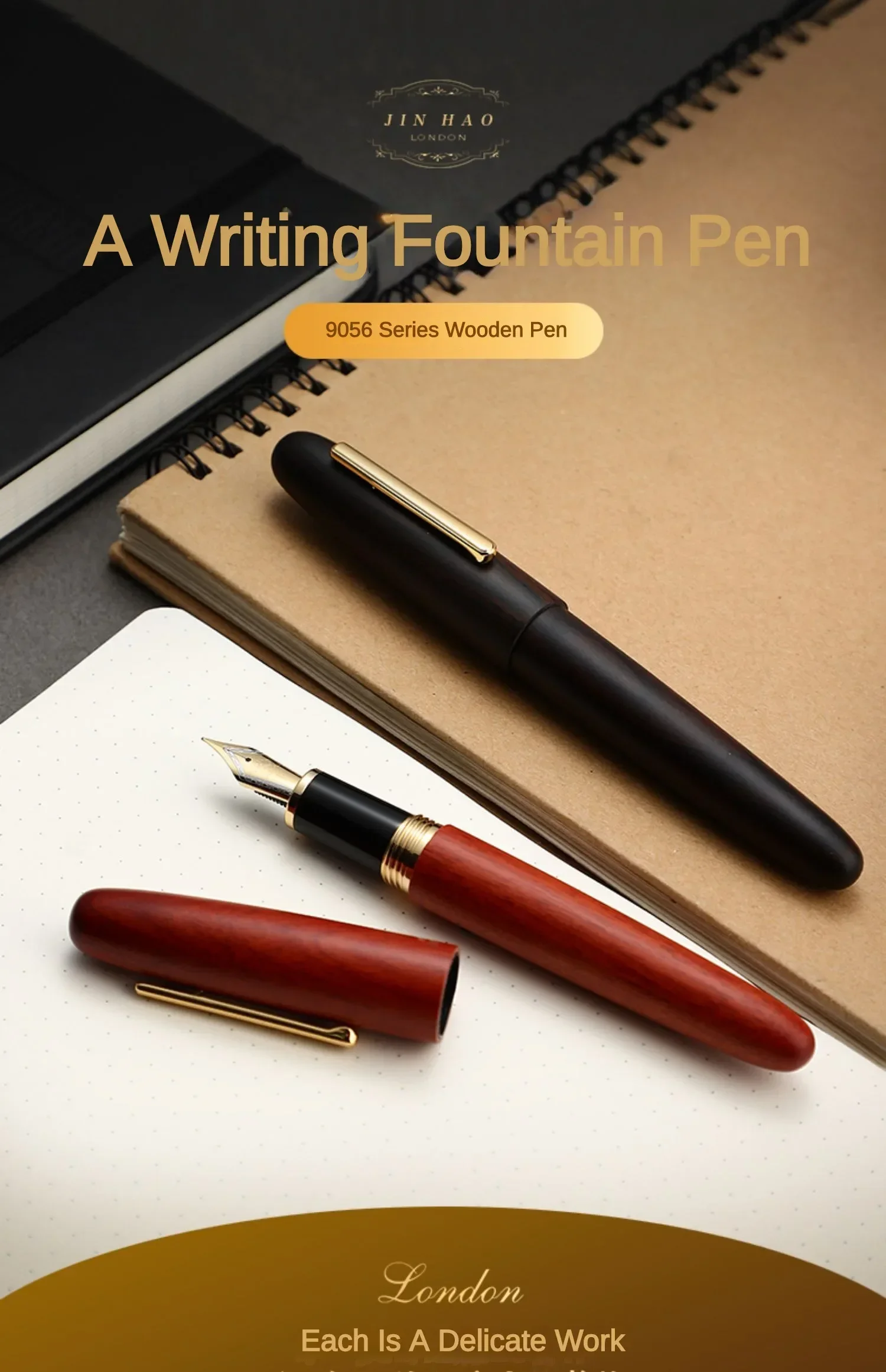 Jinhao 9056 Natural Wood Fountain Pen EF/M/F Extra Fine Nib Ink Pen Luxury Elegant Writing Pen Office School Supplies Stationery