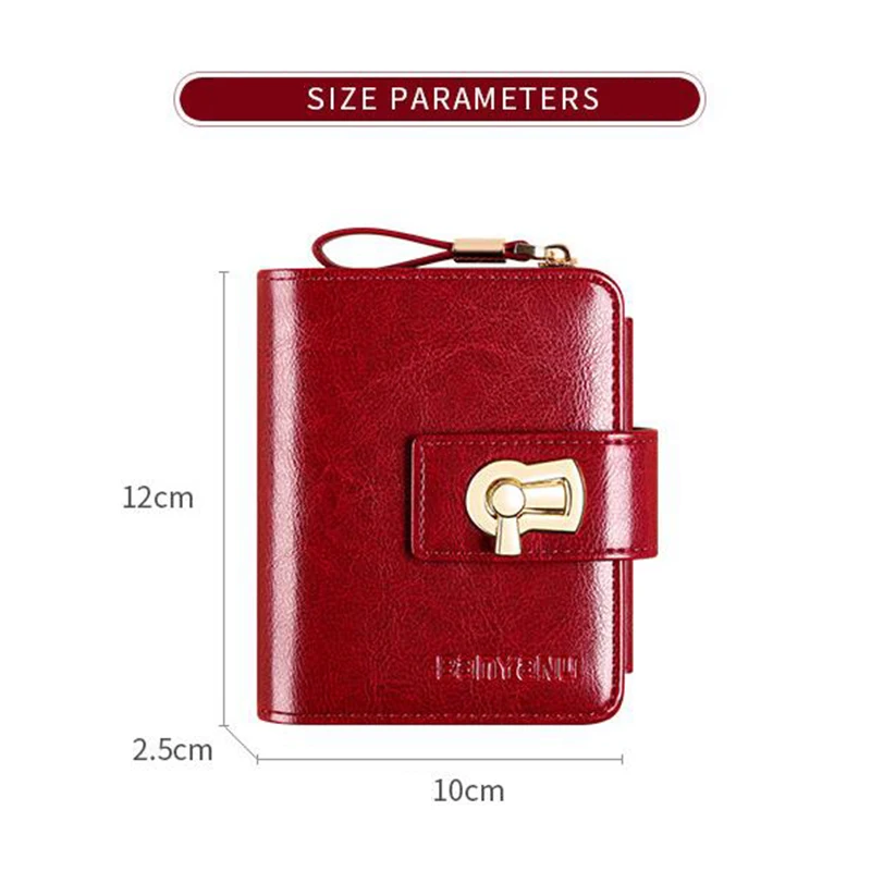 Fashion Women's Wallet Small Zipper Card Holder Coin Bag Large Capacity Cowhide Genuine Leather Purse for Girls Birthday Gifts