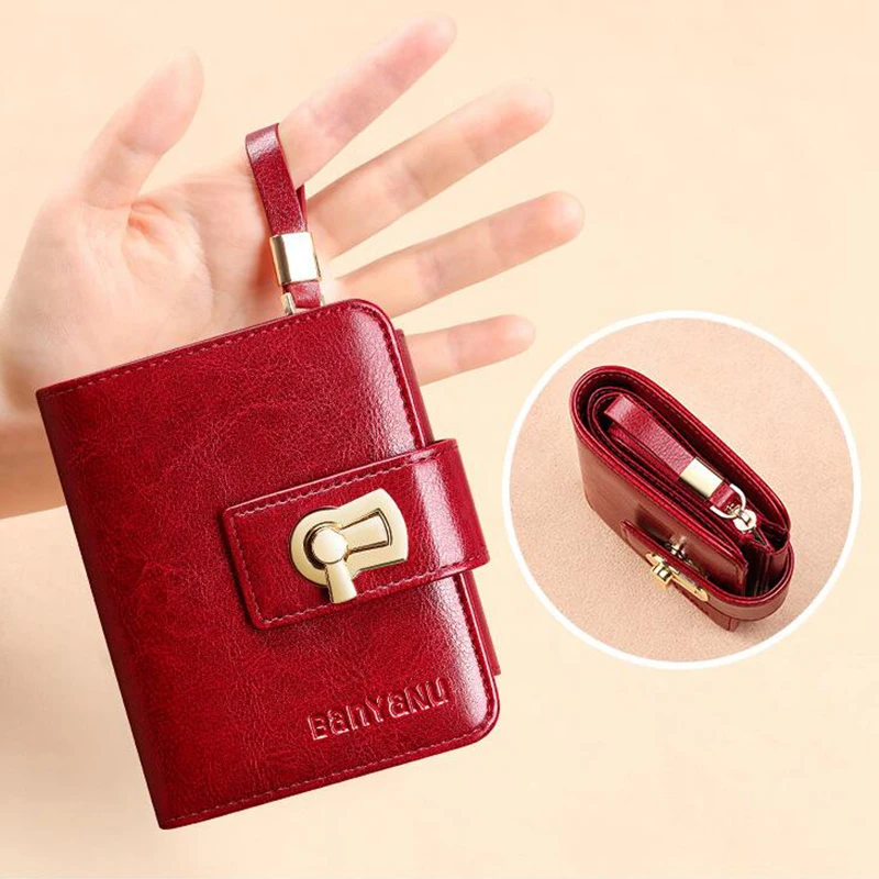 Fashion Women's Wallet Small Zipper Card Holder Coin Bag Large Capacity Cowhide Genuine Leather Purse for Girls Birthday Gifts