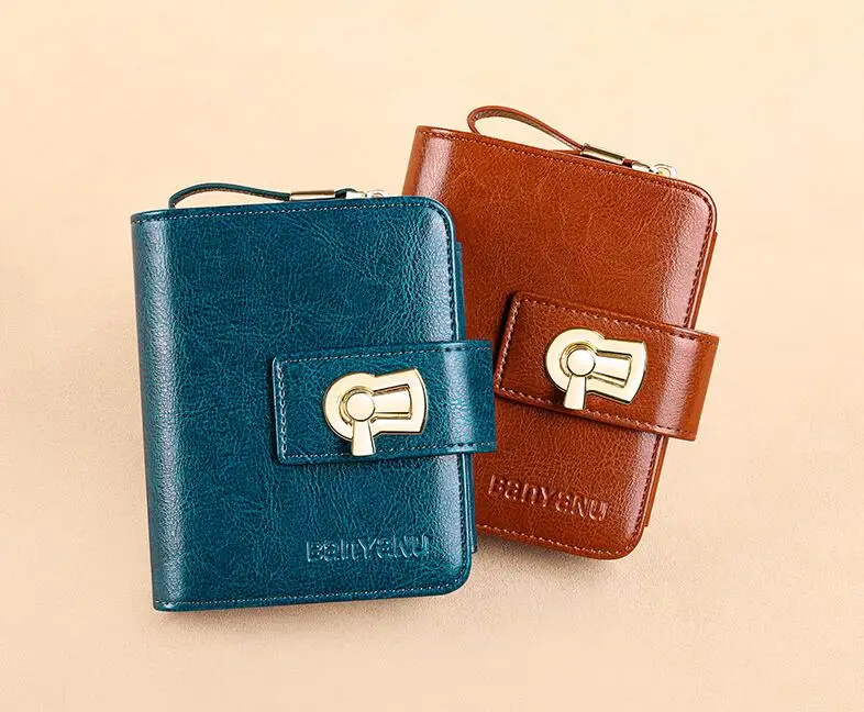 Fashion Women's Wallet Small Zipper Card Holder Coin Bag Large Capacity Cowhide Genuine Leather Purse for Girls Birthday Gifts