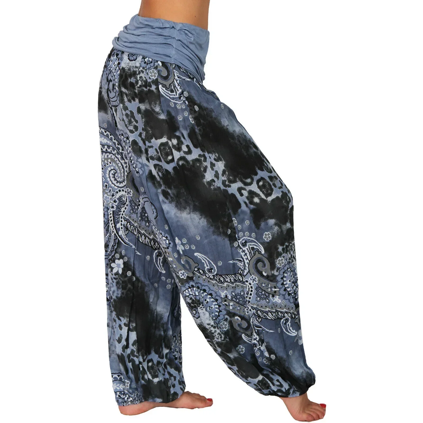 Women's S-5XL size Multi color digital printed long wide leg pants casual pants Harlan pants
