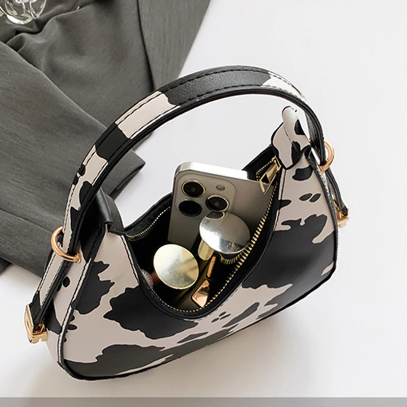 New Cow Pattern Shoulder Bag For Spring/Summer Versatile Women's Bag Personalized Korean Leopard Pattern Underarm Handbag