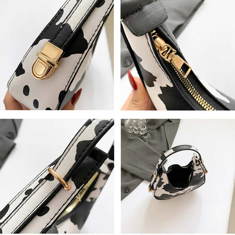 New Cow Pattern Shoulder Bag For Spring/Summer Versatile Women's Bag Personalized Korean Leopard Pattern Underarm Handbag