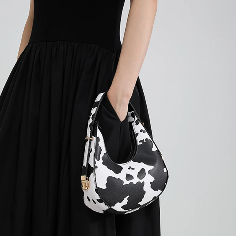 New Cow Pattern Shoulder Bag For Spring/Summer Versatile Women's Bag Personalized Korean Leopard Pattern Underarm Handbag