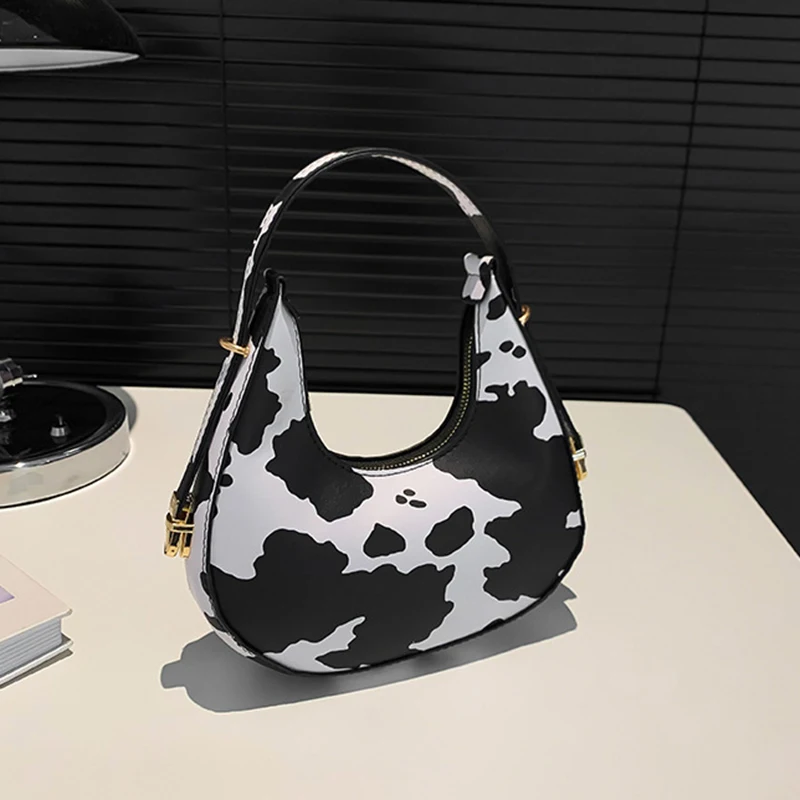 New Cow Pattern Shoulder Bag For Spring/Summer Versatile Women's Bag Personalized Korean Leopard Pattern Underarm Handbag