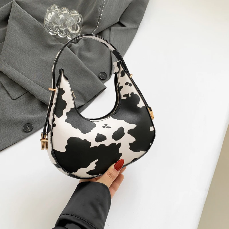 New Cow Pattern Shoulder Bag For Spring/Summer Versatile Women's Bag Personalized Korean Leopard Pattern Underarm Handbag