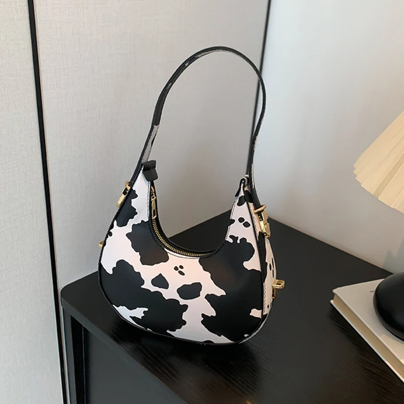 New Cow Pattern Shoulder Bag For Spring/Summer Versatile Women's Bag Personalized Korean Leopard Pattern Underarm Handbag