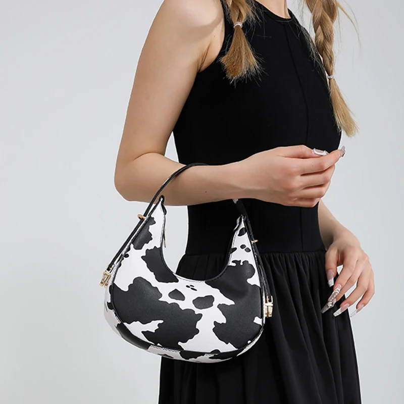 New Cow Pattern Shoulder Bag For Spring/Summer Versatile Women's Bag Personalized Korean Leopard Pattern Underarm Handbag