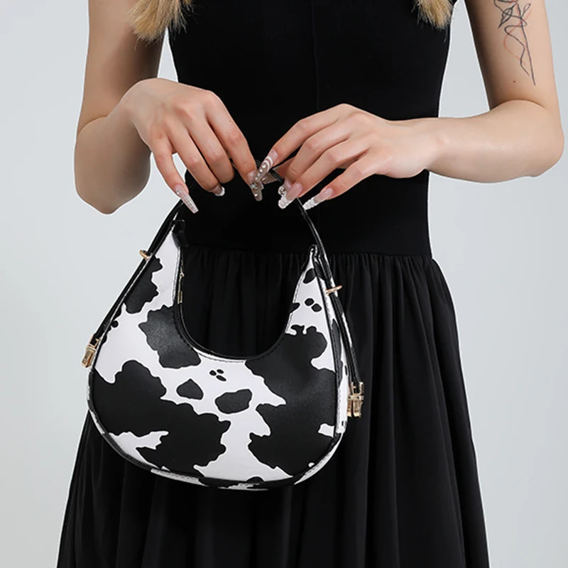New Cow Pattern Shoulder Bag For Spring/Summer Versatile Women's Bag Personalized Korean Leopard Pattern Underarm Handbag