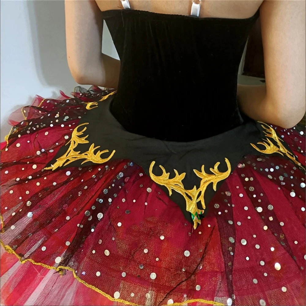 Black Red Professional Tutu La Esmeralda Performance Ballet Tutu Platter Pancake Tutu Dress Girls Kids Ballerina Party Costume