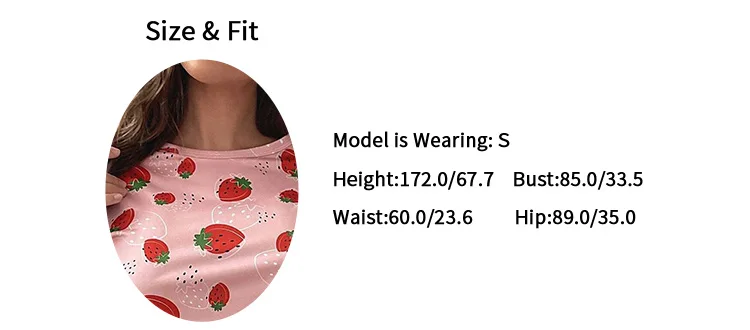 Women's Sleepwear Cute Strawberry Print Pajama Pj Set Summer Short Sleeve Top & Shorts Loungewear Soft Comfortable Home Clothing
