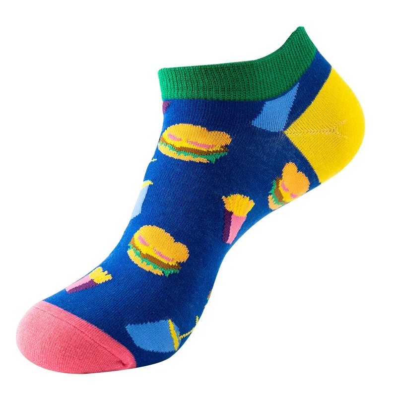 1 Pair Cotton Funny Cartoon Oil Painting Fruit Food Woman Short Happy Socks  Casual Breathable Ladies Girls Harajuku Ankle Sox