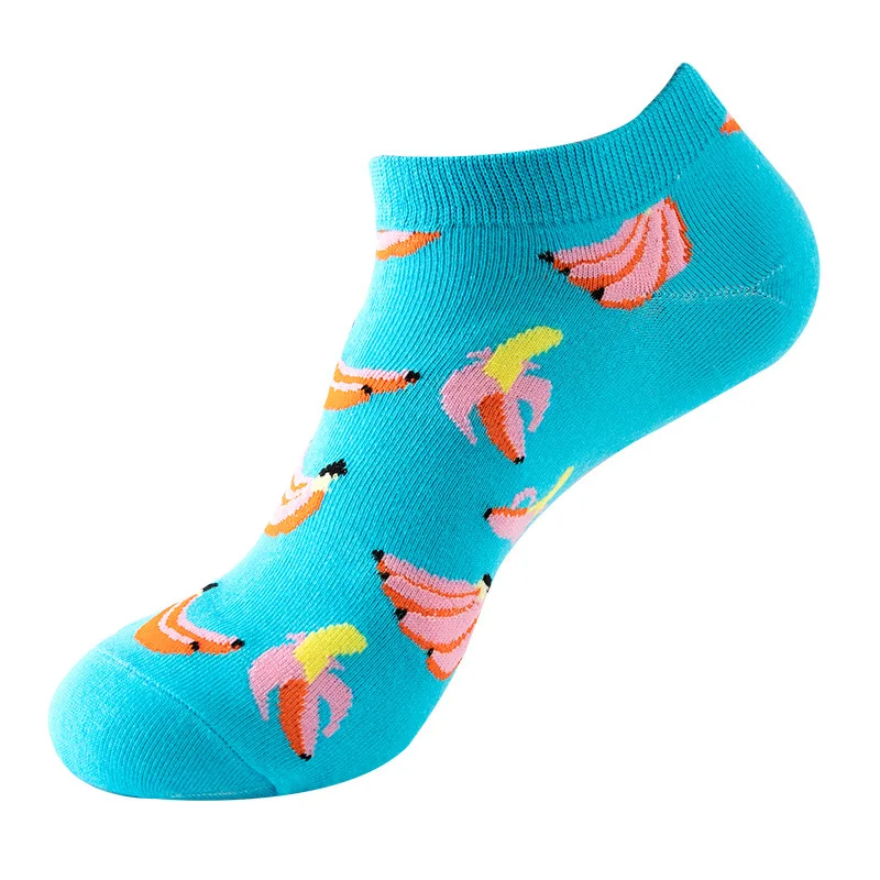 1 Pair Cotton Funny Cartoon Oil Painting Fruit Food Woman Short Happy Socks  Casual Breathable Ladies Girls Harajuku Ankle Sox