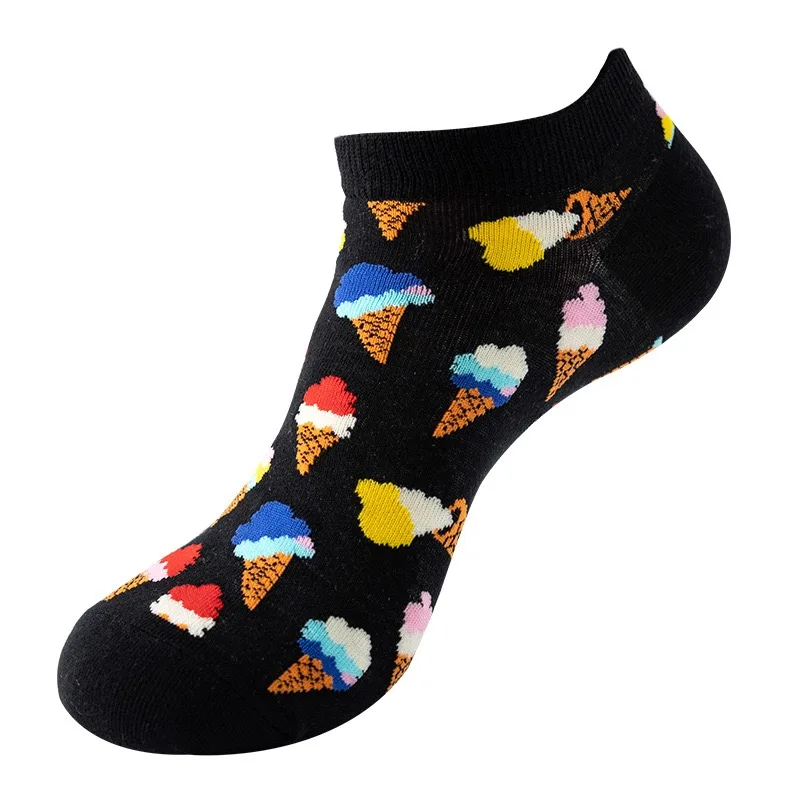 1 Pair Cotton Funny Cartoon Oil Painting Fruit Food Woman Short Happy Socks  Casual Breathable Ladies Girls Harajuku Ankle Sox