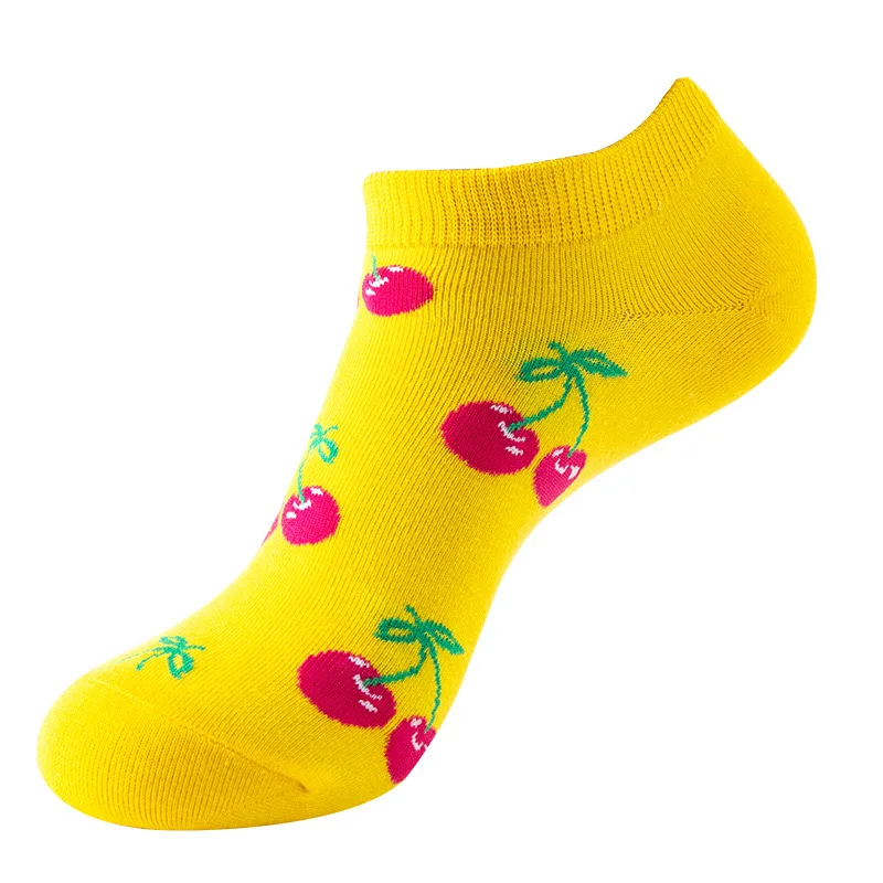 1 Pair Cotton Funny Cartoon Oil Painting Fruit Food Woman Short Happy Socks  Casual Breathable Ladies Girls Harajuku Ankle Sox
