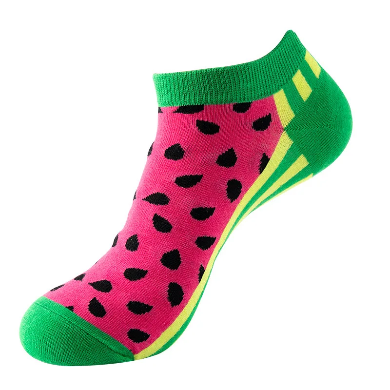 1 Pair Cotton Funny Cartoon Oil Painting Fruit Food Woman Short Happy Socks  Casual Breathable Ladies Girls Harajuku Ankle Sox