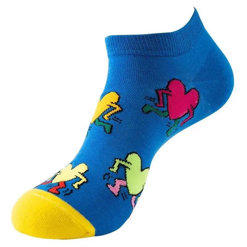 1 Pair Cotton Funny Cartoon Oil Painting Fruit Food Woman Short Happy Socks  Casual Breathable Ladies Girls Harajuku Ankle Sox