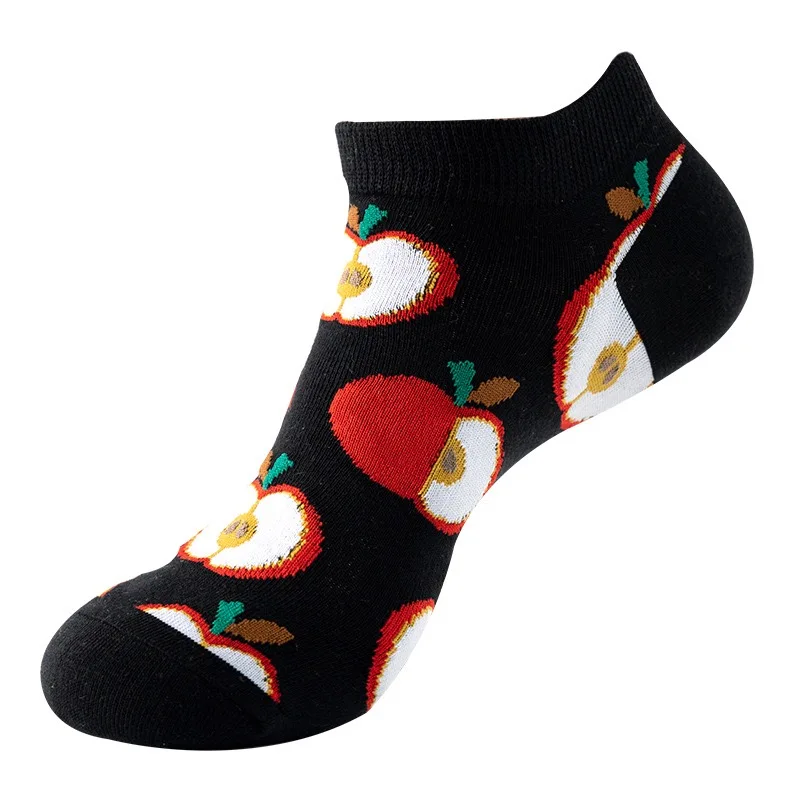 1 Pair Cotton Funny Cartoon Oil Painting Fruit Food Woman Short Happy Socks  Casual Breathable Ladies Girls Harajuku Ankle Sox