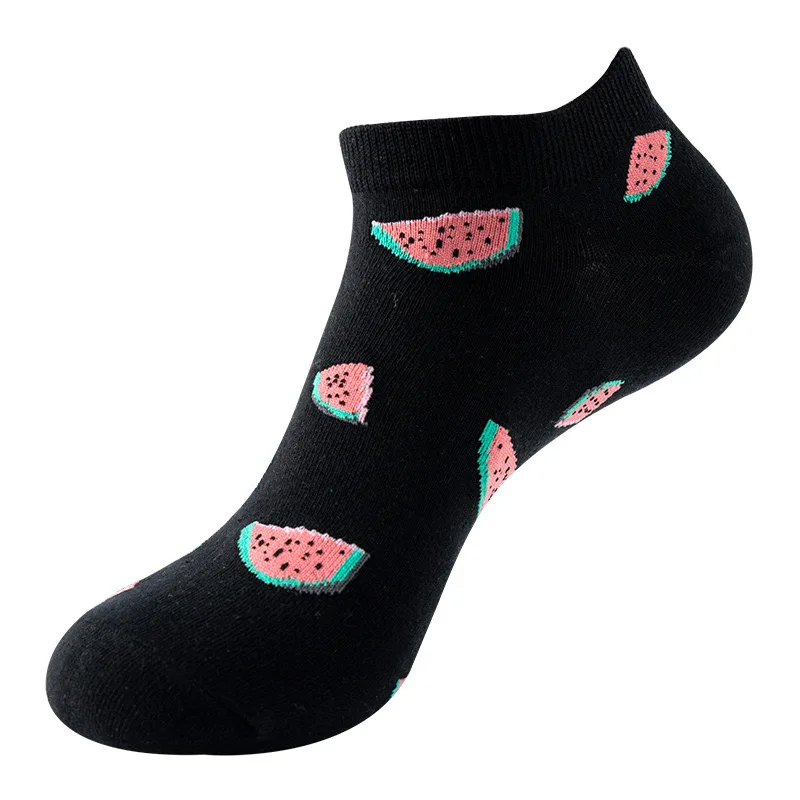 1 Pair Cotton Funny Cartoon Oil Painting Fruit Food Woman Short Happy Socks  Casual Breathable Ladies Girls Harajuku Ankle Sox