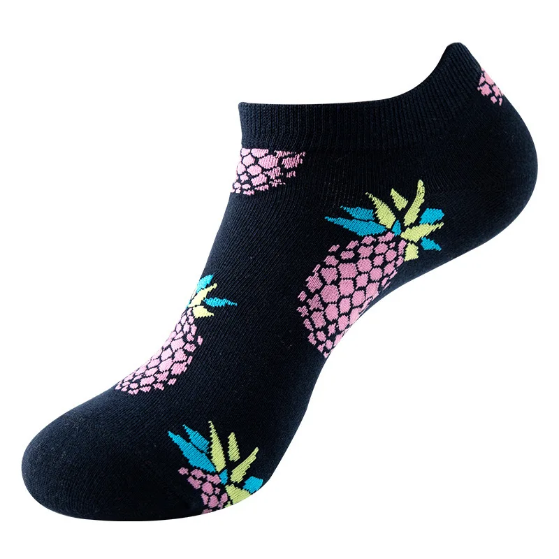 1 Pair Cotton Funny Cartoon Oil Painting Fruit Food Woman Short Happy Socks  Casual Breathable Ladies Girls Harajuku Ankle Sox