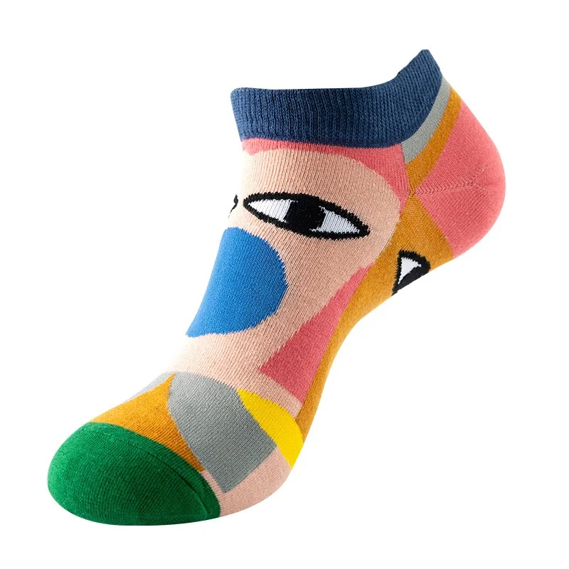 1 Pair Cotton Funny Cartoon Oil Painting Fruit Food Woman Short Happy Socks  Casual Breathable Ladies Girls Harajuku Ankle Sox