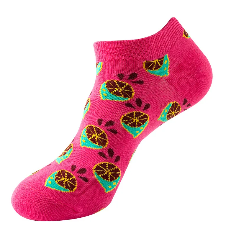 1 Pair Cotton Funny Cartoon Oil Painting Fruit Food Woman Short Happy Socks  Casual Breathable Ladies Girls Harajuku Ankle Sox
