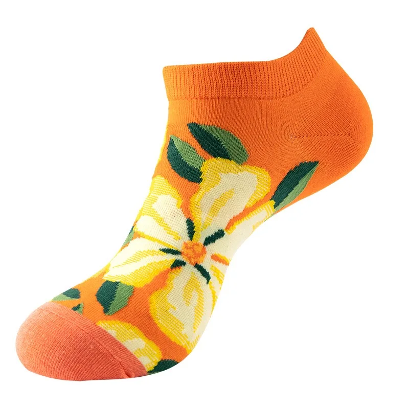 1 Pair Cotton Funny Cartoon Oil Painting Fruit Food Woman Short Happy Socks  Casual Breathable Ladies Girls Harajuku Ankle Sox