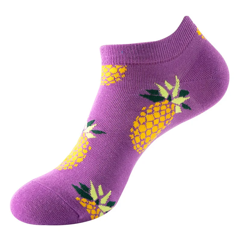 1 Pair Cotton Funny Cartoon Oil Painting Fruit Food Woman Short Happy Socks  Casual Breathable Ladies Girls Harajuku Ankle Sox