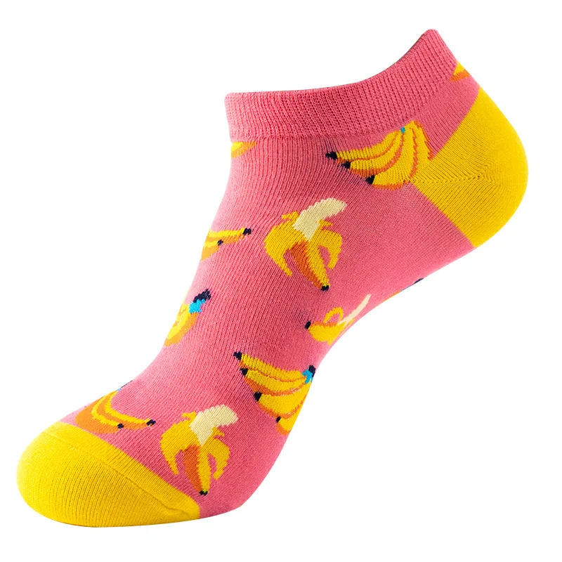 1 Pair Cotton Funny Cartoon Oil Painting Fruit Food Woman Short Happy Socks  Casual Breathable Ladies Girls Harajuku Ankle Sox