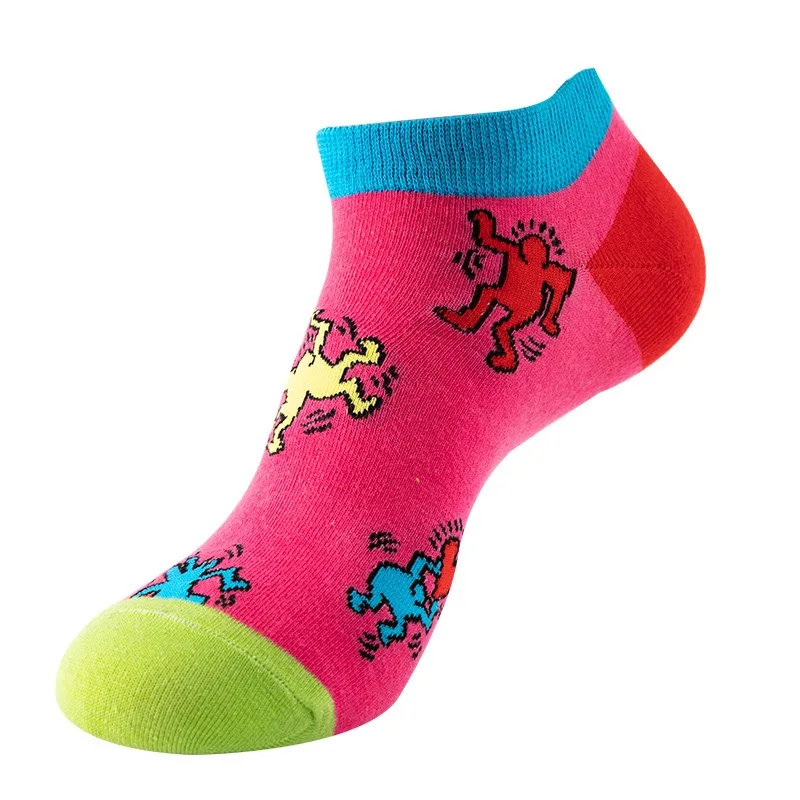 1 Pair Cotton Funny Cartoon Oil Painting Fruit Food Woman Short Happy Socks  Casual Breathable Ladies Girls Harajuku Ankle Sox