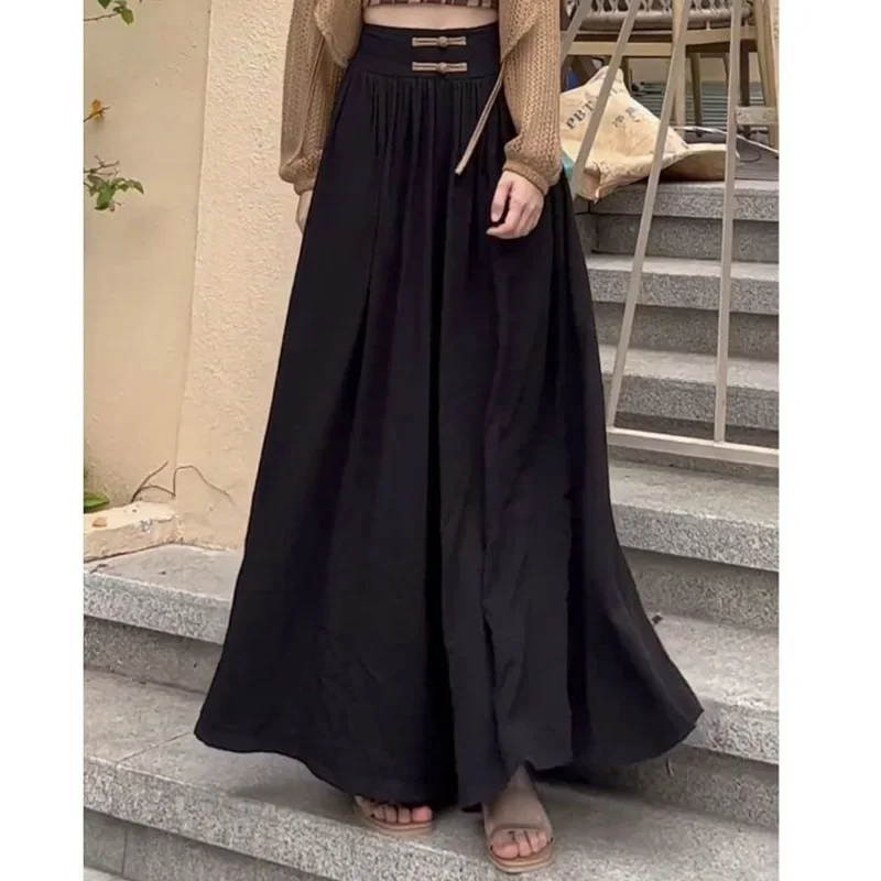 Summer Women Chinese Traditional Pants Lady Comfortable Baggy Wide Leg Straight Leg Trousers Female Fashion High Waisted Slacks