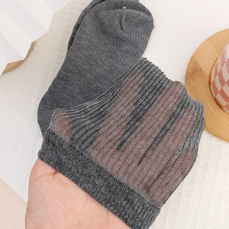 1/2 Pairs Women Lolita Thin Mid Length Socks Are Comfortable Breathable Knee-socks Lace Casual Soft Solid Simple Vertical Socks